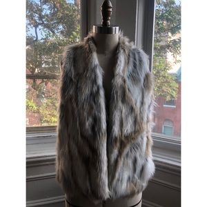 White, Tan and Grey Fur Vest